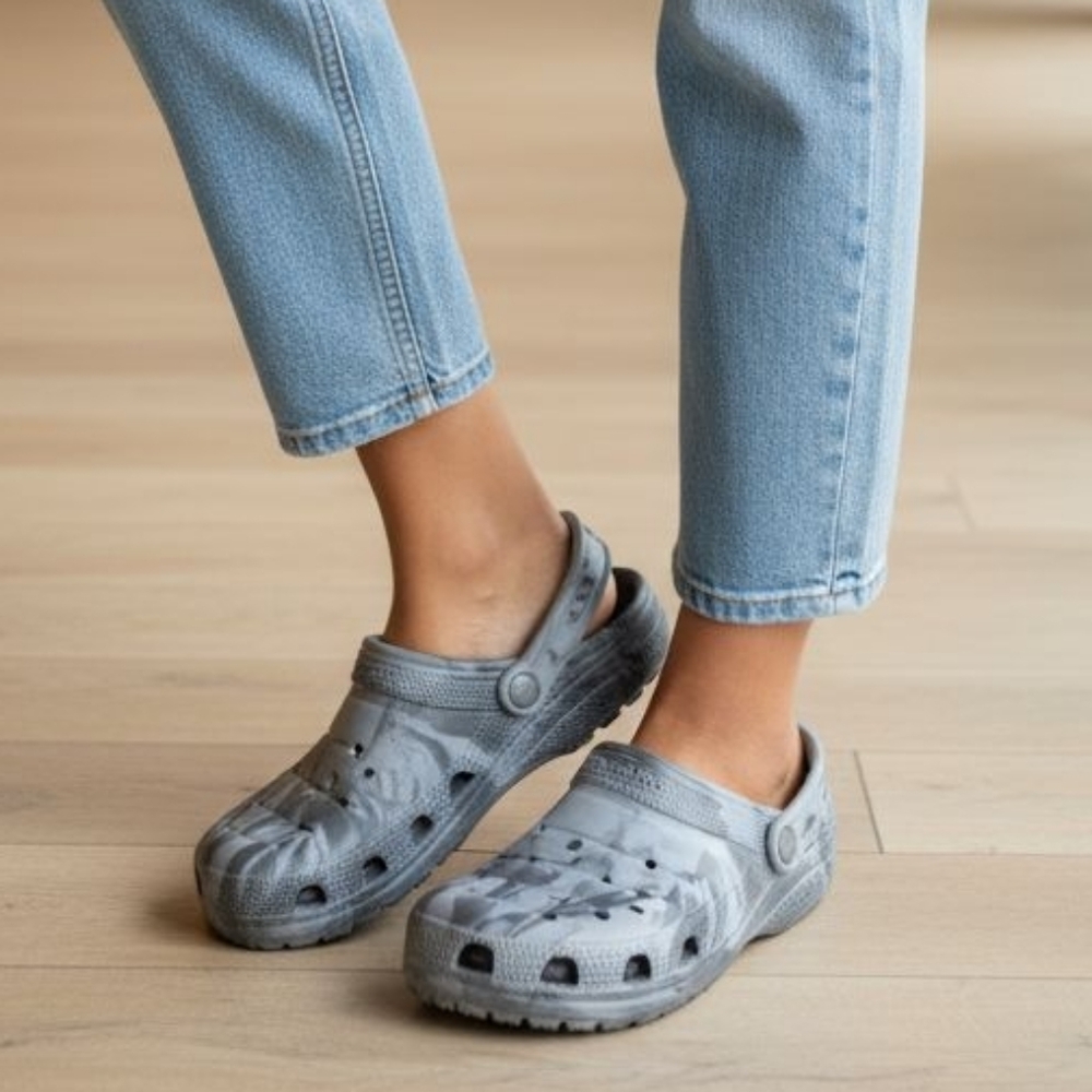 Rugged Shark Gray and Black Slip On Shoes